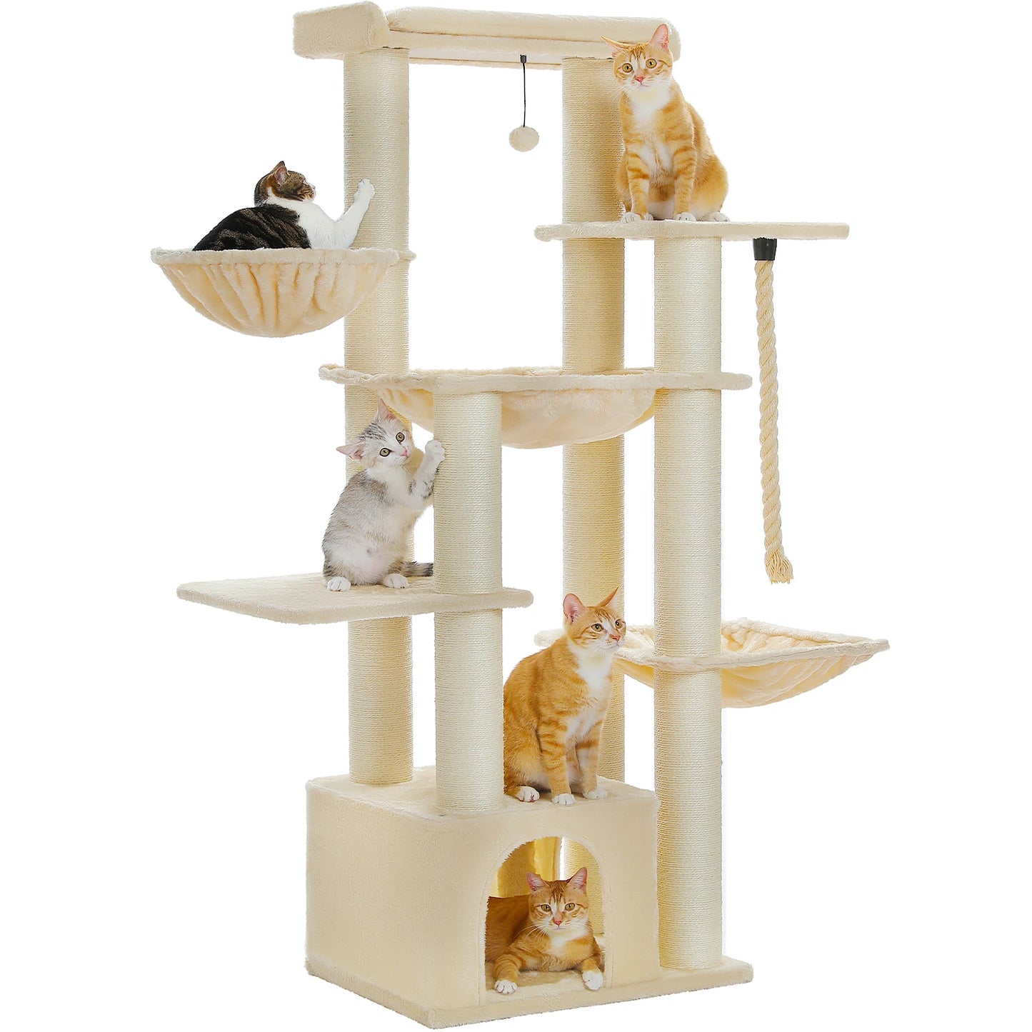 Big Cat Tree for Large Cats Robust Cat Tower with Several Levels Cat House Climbing Tree with Hammock 11 Sisal Posts Large Perch