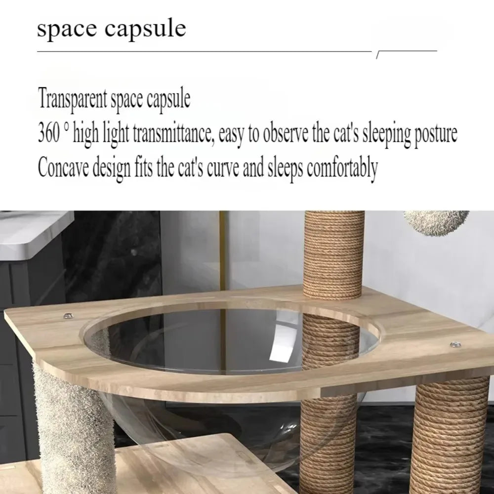 Multi-layer Cat Tree Tower Patform Wooden House Hammock Cat Tree House Climbing Pets Furniture For Springboard Rest Activity