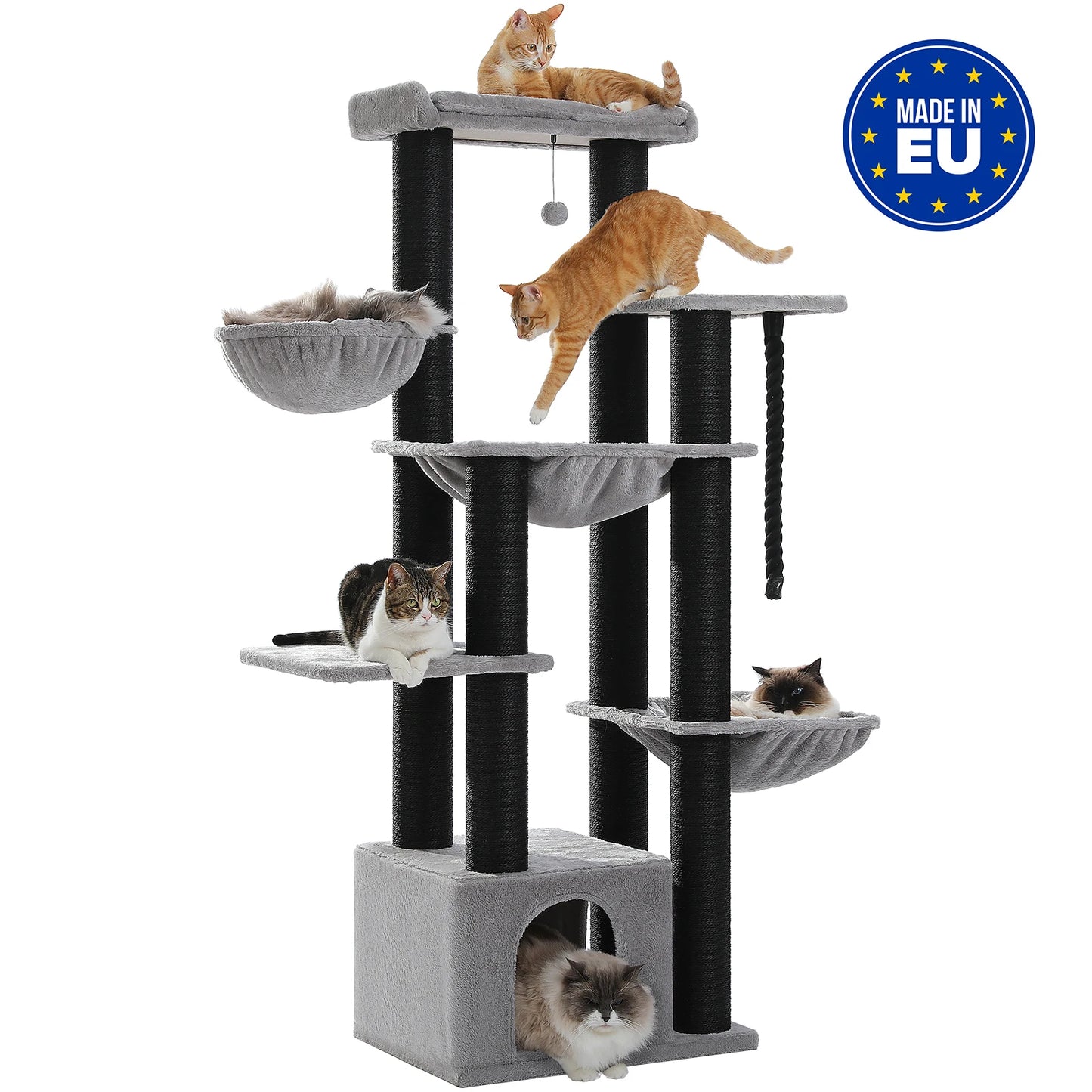 Big Cat Tree for Large Cats Robust Cat Tower with Several Levels Cat House Climbing Tree with Hammock 11 Sisal Posts Large Perch