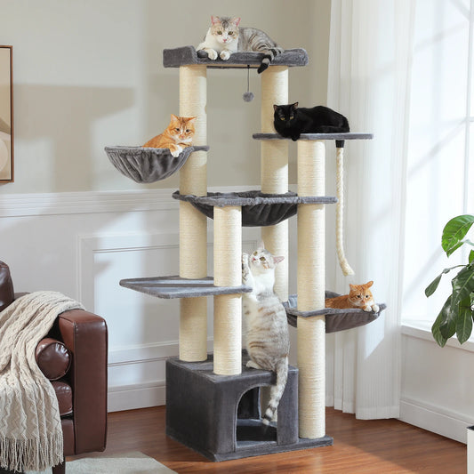 Big Cat Tree for Large Cats Robust Cat Tower with Several Levels Cat House Climbing Tree with Hammock 11 Sisal Posts Large Perch